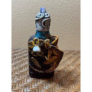 Flask Handcrafted Costa Rican Decorative Bottle Flask With Iguana Design